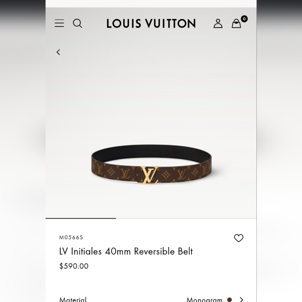 $600 Retail Auth Louis Vuitton Monogram Belt.80/32 AC5212 M0566 Made in Spain - Picture 6 of 16